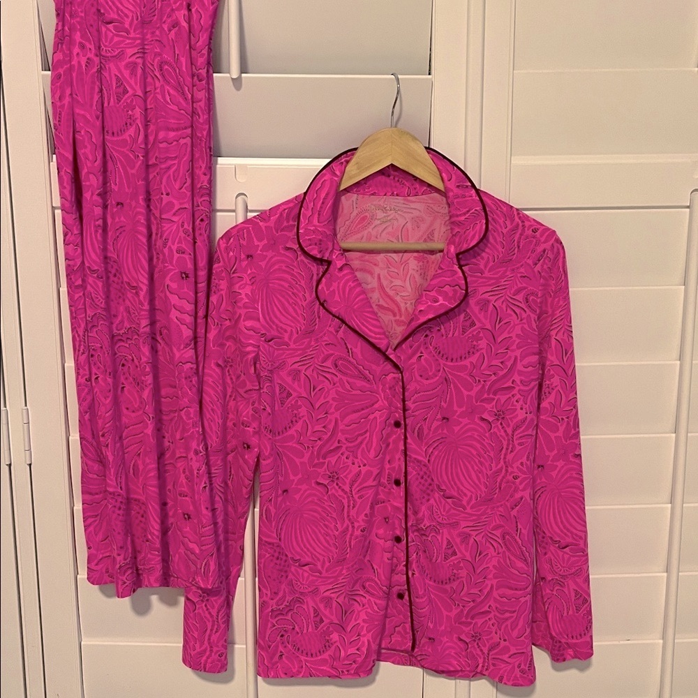 LILLY PULITZER CERISE PINKIE PROMISES 2PC PAJAMA SET SZ M